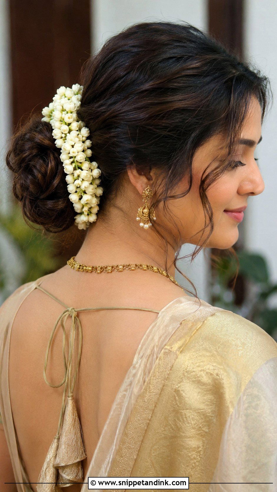 Messy Bun With Gajra - Snippet and Ink - 20 Sangeet Hair Styles