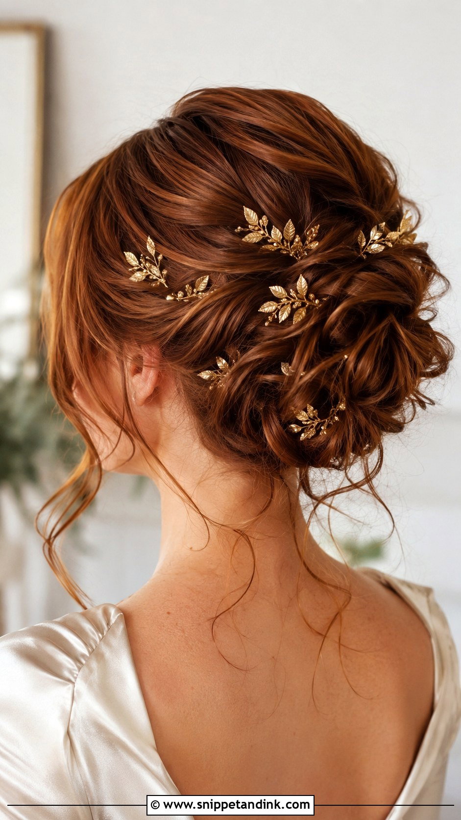 Messy Bun With Gold Accessories - Snippet and Ink - 25 Messy Bun Wedding Hair Ideas