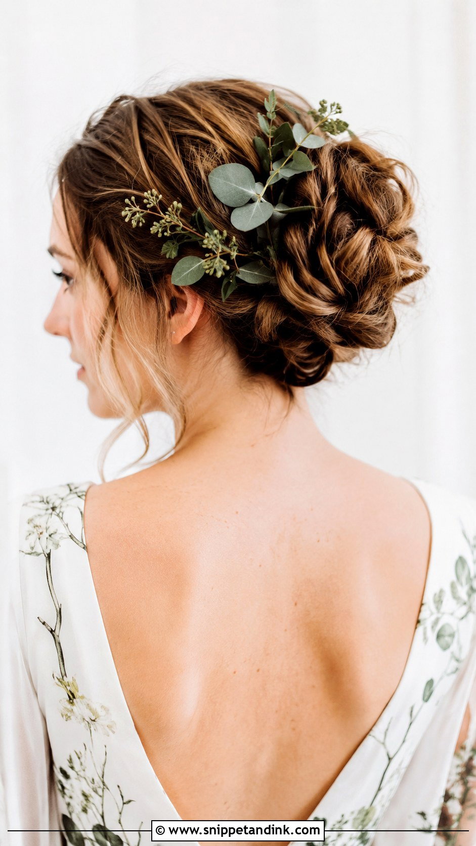Messy Bun With Greenery - Snippet and Ink - 25 Messy Bun Hairstyles for Wedding