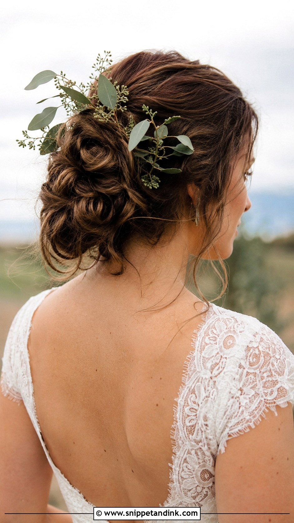 Messy Bun With Greenery - Snippet and Ink - 25 Messy Bun for Wedding Ideas