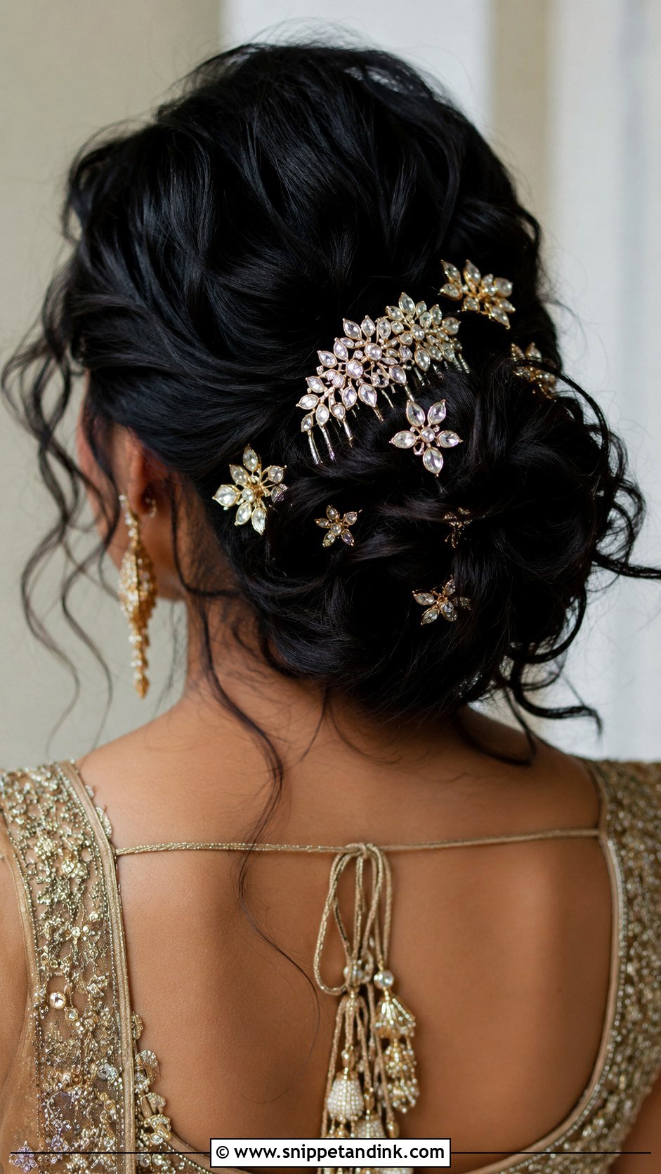 Messy Bun With Hair Accessories - Snippet and Ink - 25 Indian Messy Bun Hairstyles for Wedding