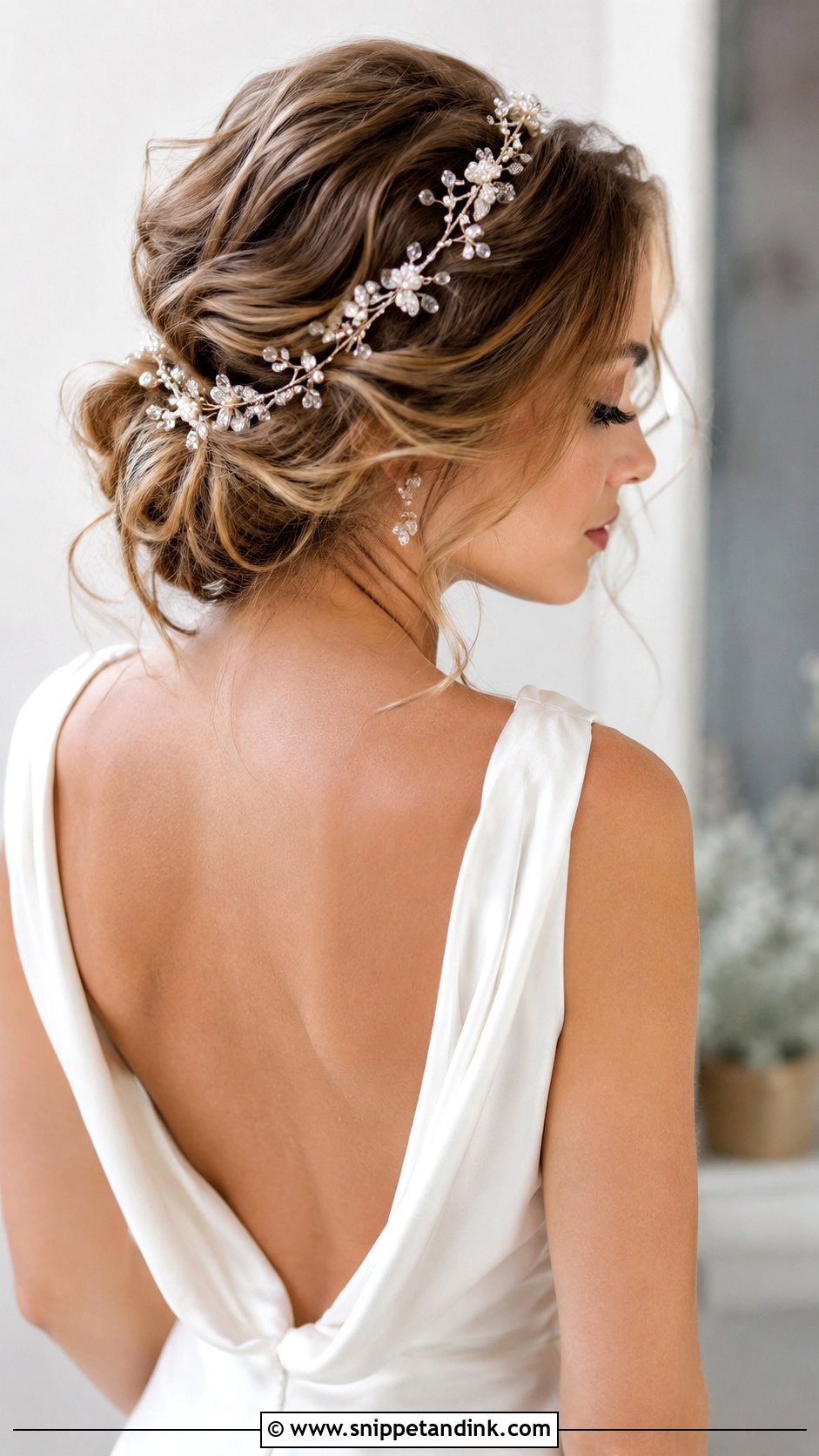 Messy Bun With Hair Vine - Snippet and Ink - 20 Messy Bun Wedding Hairstyles