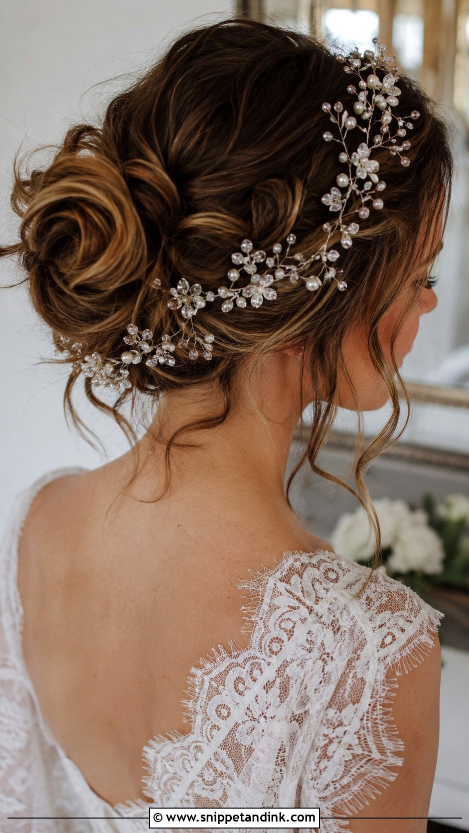 Messy Bun With Hair Vine - Snippet and Ink - 25 Messy Bun for Wedding Ideas