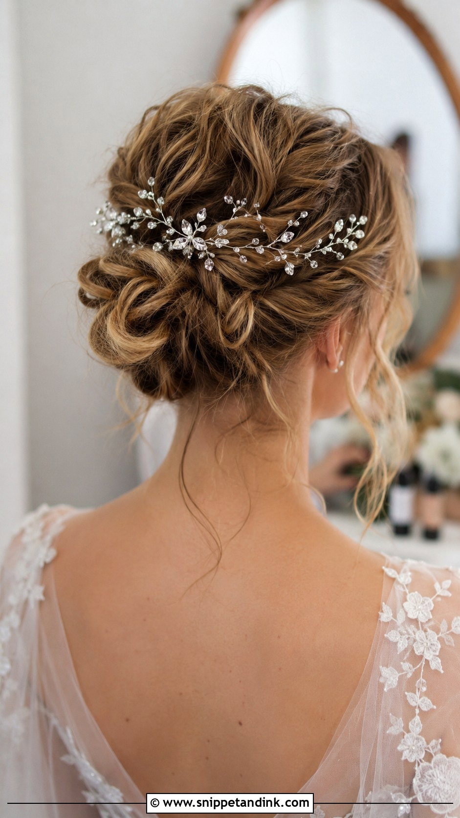 Messy Bun With Hair Vine - Snippet and Ink - 25 Messy Bun Wedding Hair Ideas