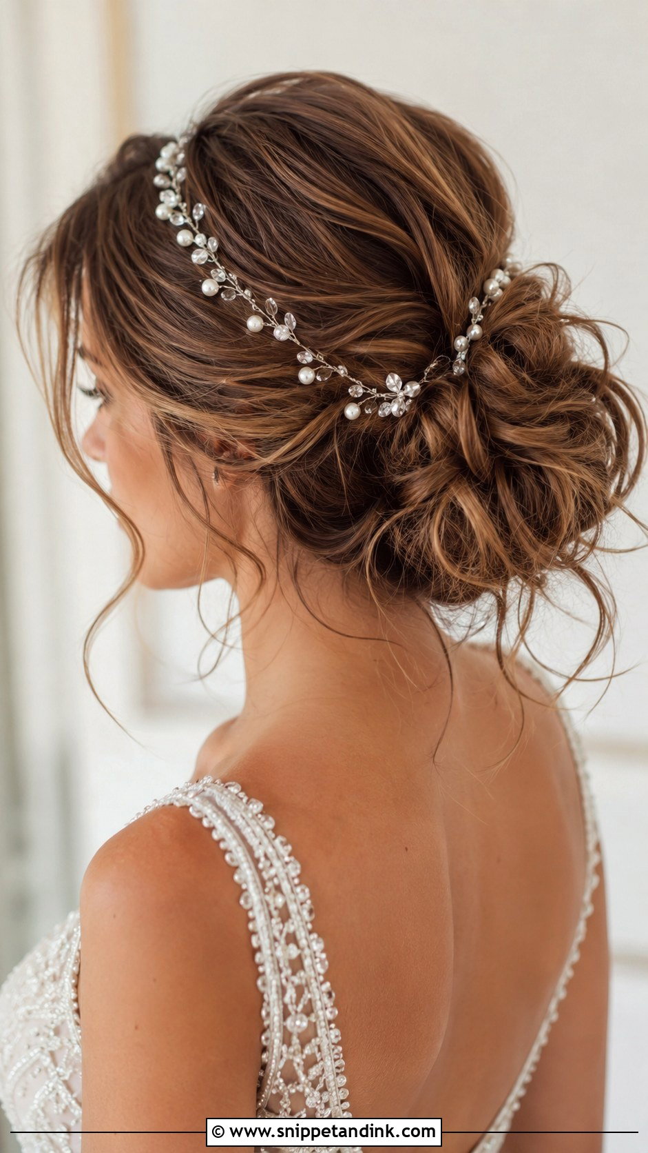 Messy Bun With Hair Vine - Snippet and Ink - 25 Messy Bun Hairstyles for Wedding