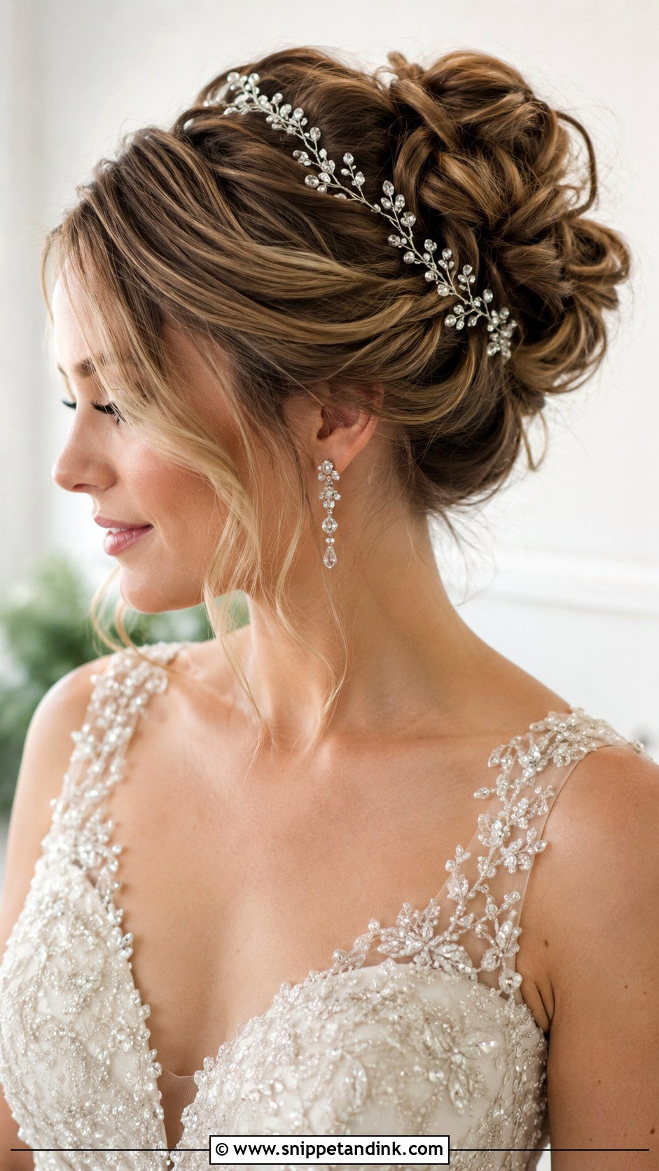 Messy Bun With Hair Vine - Snippet and Ink - 25 Messy Wedding Hair Ideas