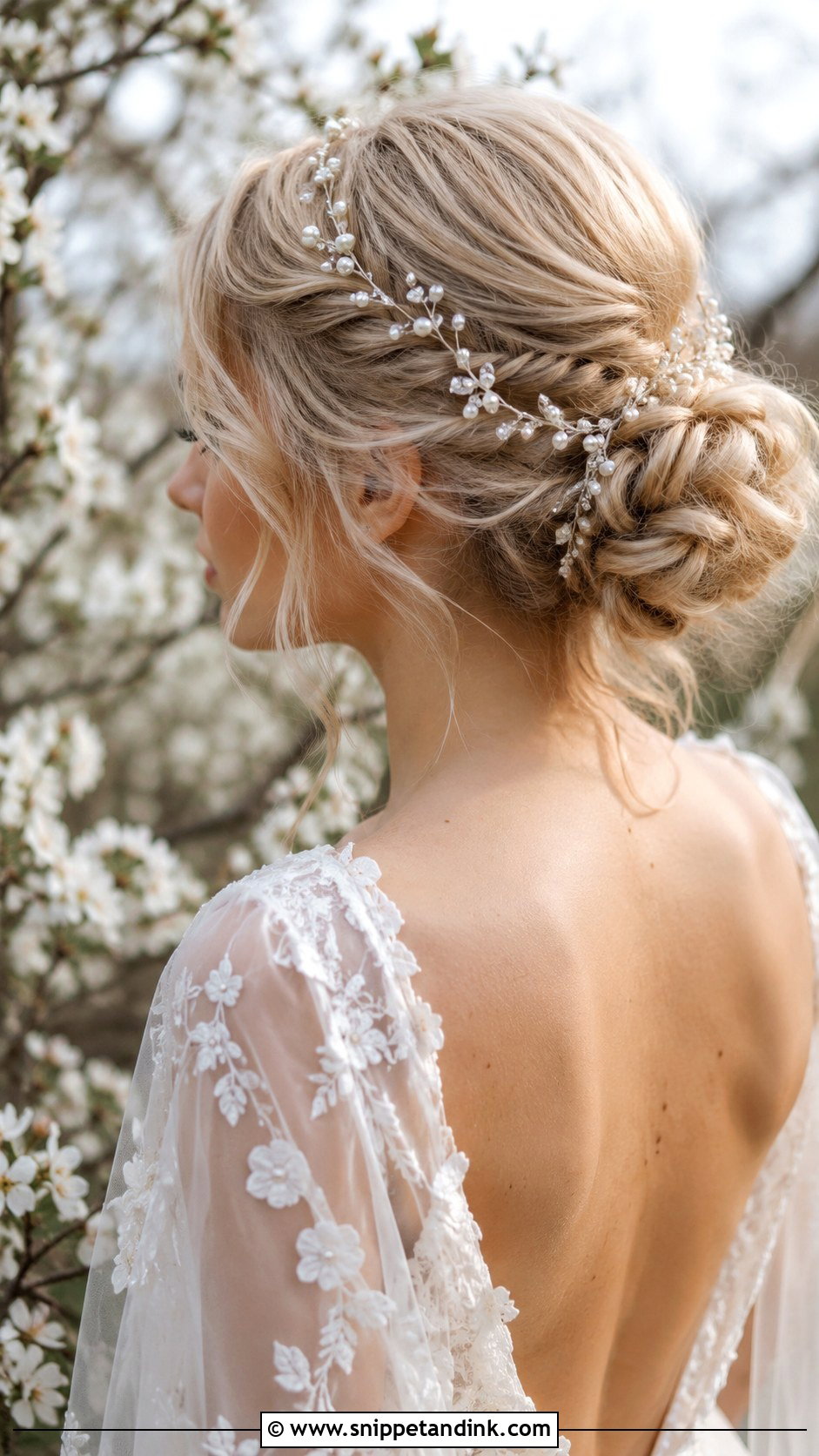 Messy Bun With Hair Vine - Snippet and Ink - 20 Bridal Messy Bun Hairstyles