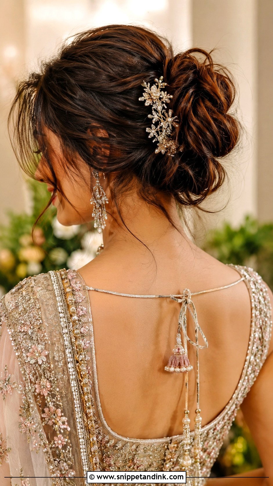 Messy Bun With Hairclip - Snippet and Ink - 30 Sangeet Hairstyles for Bride