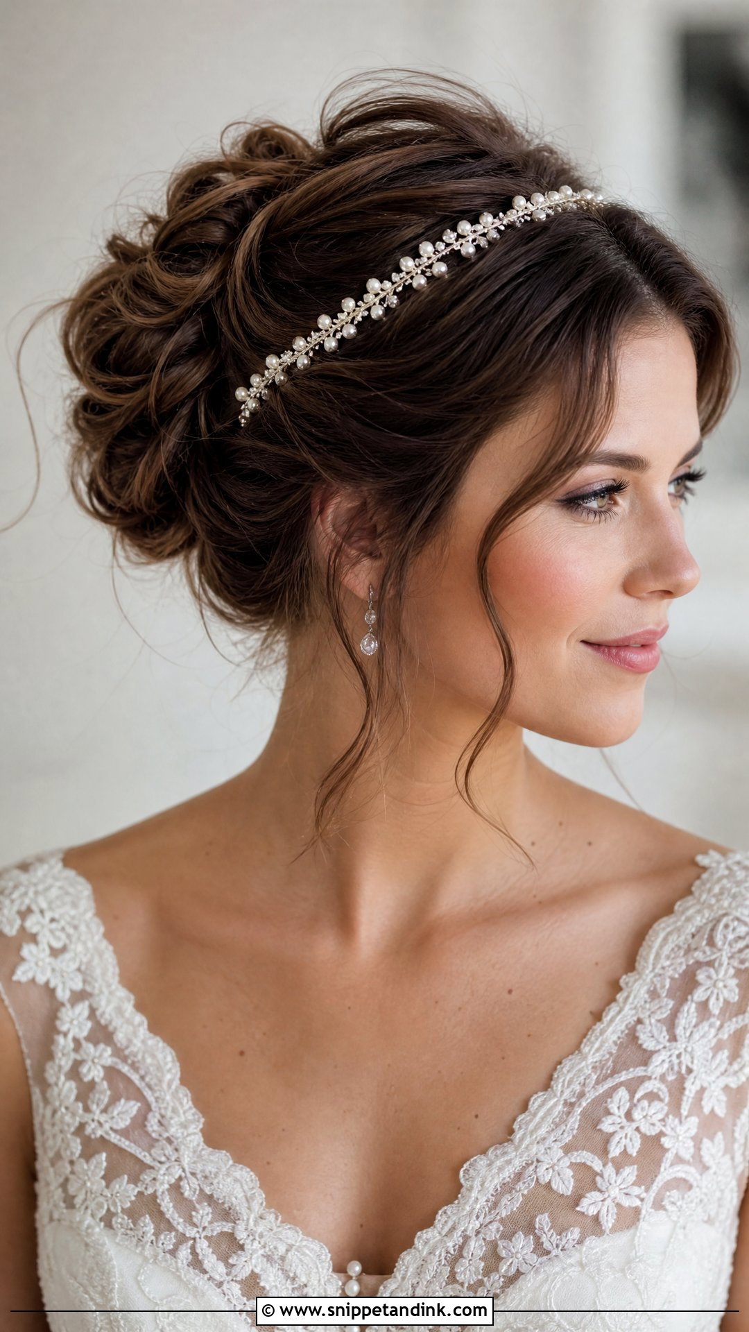 Messy Bun With Headband - Snippet and Ink - 20 Messy Bun Bridal Hair Ideas