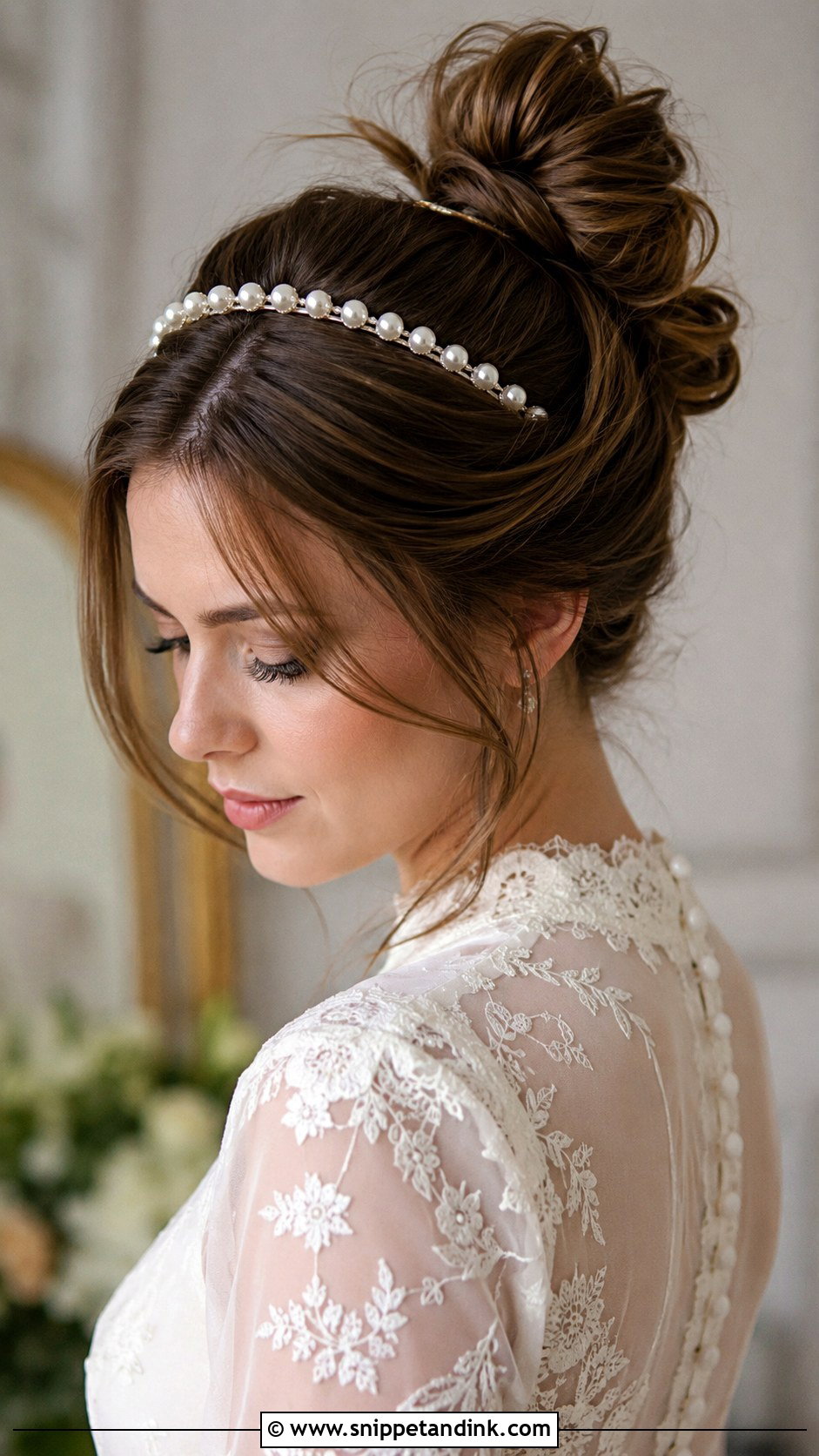 Messy Bun With Headband - Snippet and Ink - 25 Messy Bun for Wedding Ideas