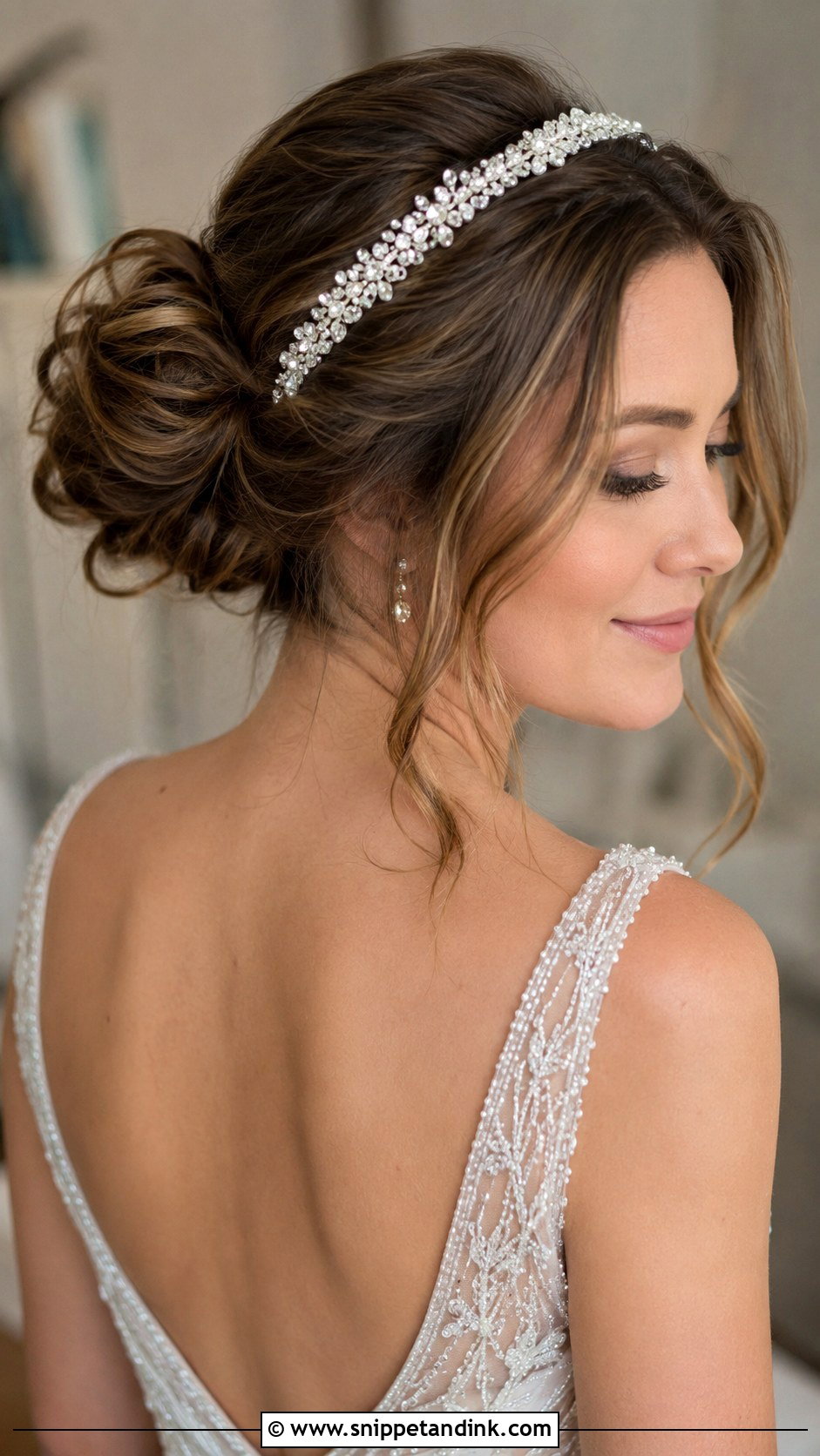 Messy Bun With Headband - Snippet and Ink - 25 Messy Bun Wedding Hair Ideas