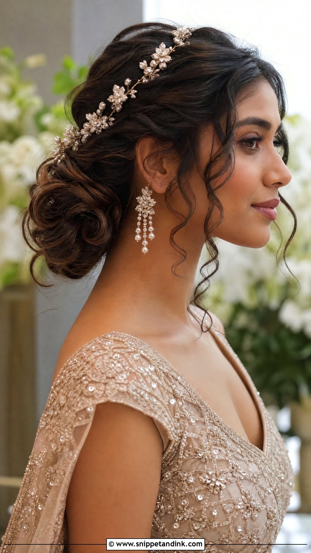 Messy Bun With Loose Face Framing Strands - Snippet and Ink - 20 Traditional Indian Wedding Hairstyles