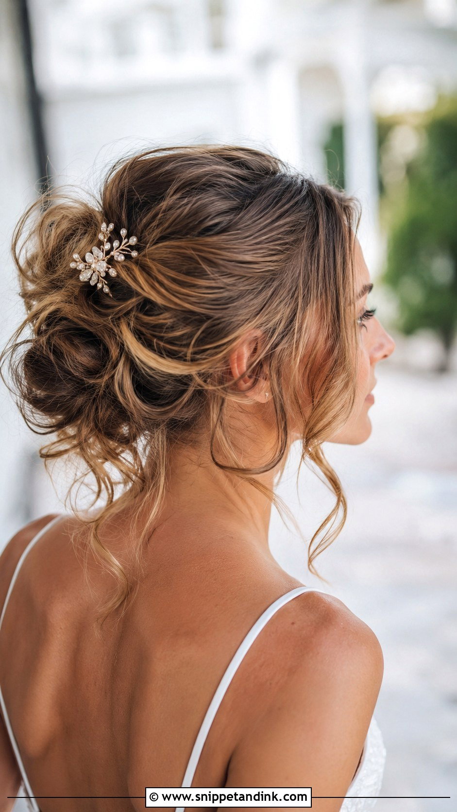 Messy Bun With Loose Pieces - Snippet and Ink - 25 Long Wedding Hair Ideas