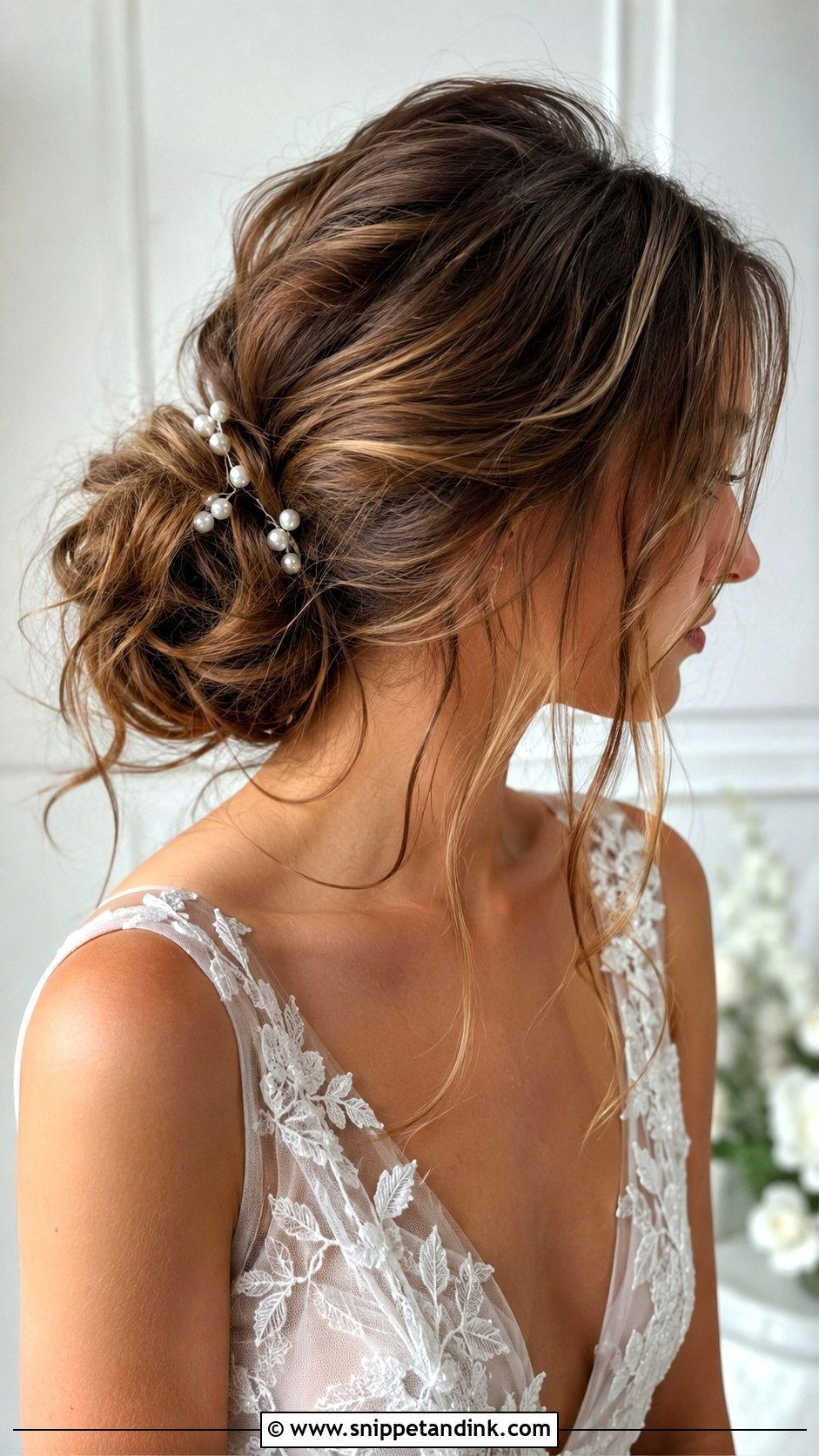 Messy Bun With Loose Strands - Snippet and Ink - 25 Easy Hairstyles for Long Hair Wedding