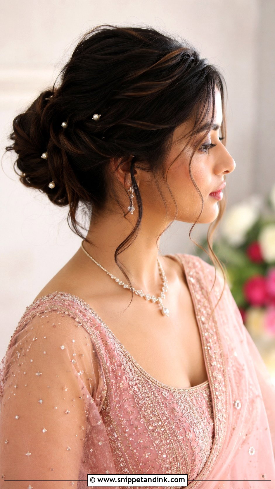 Messy Bun With Loose Strands - Snippet and Ink - 30 Indian Wedding Hairstyles