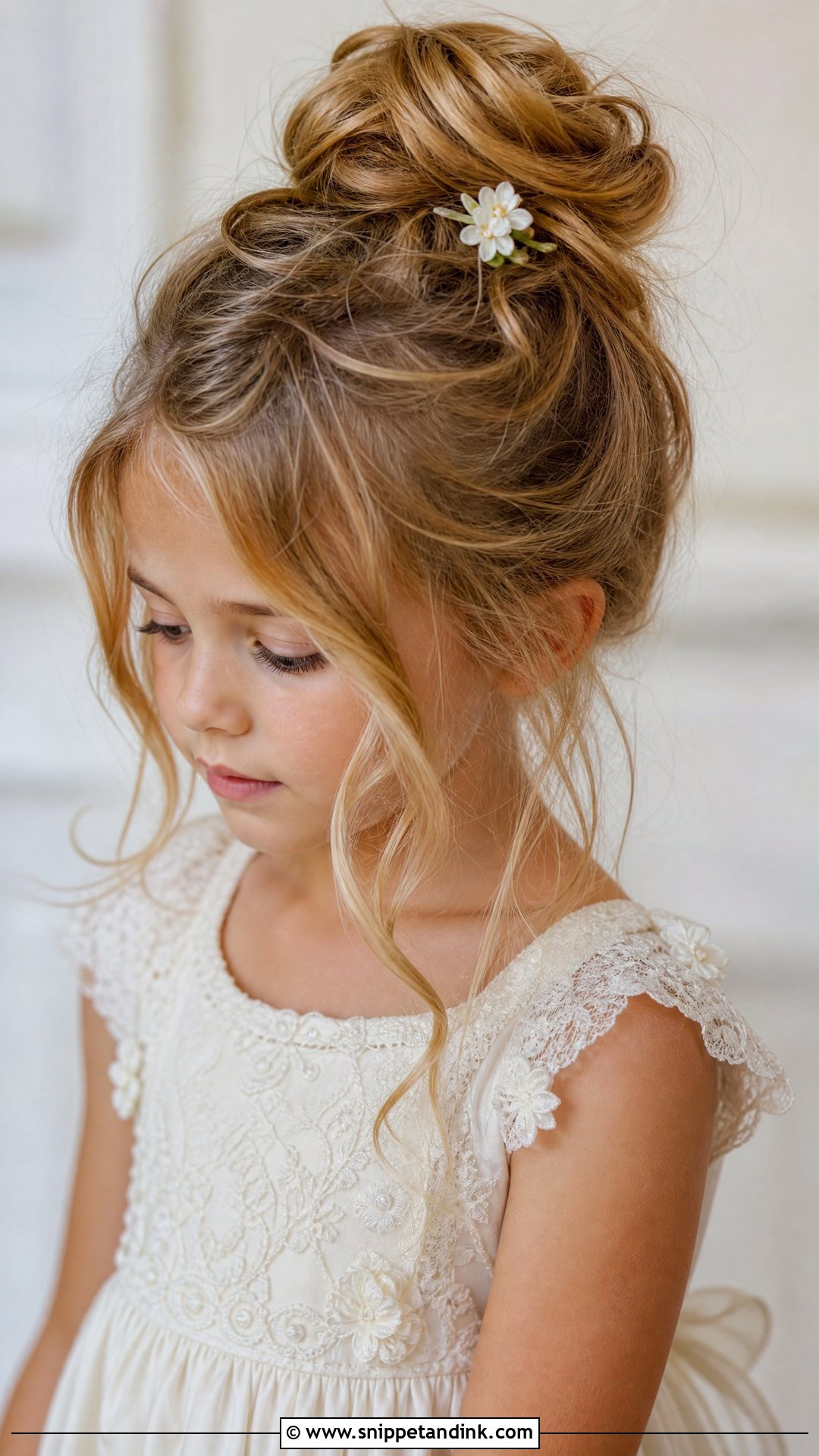 Messy Bun With Loose Tendrils - Snippet and Ink - 20 Wedding Hairstyles for Girls