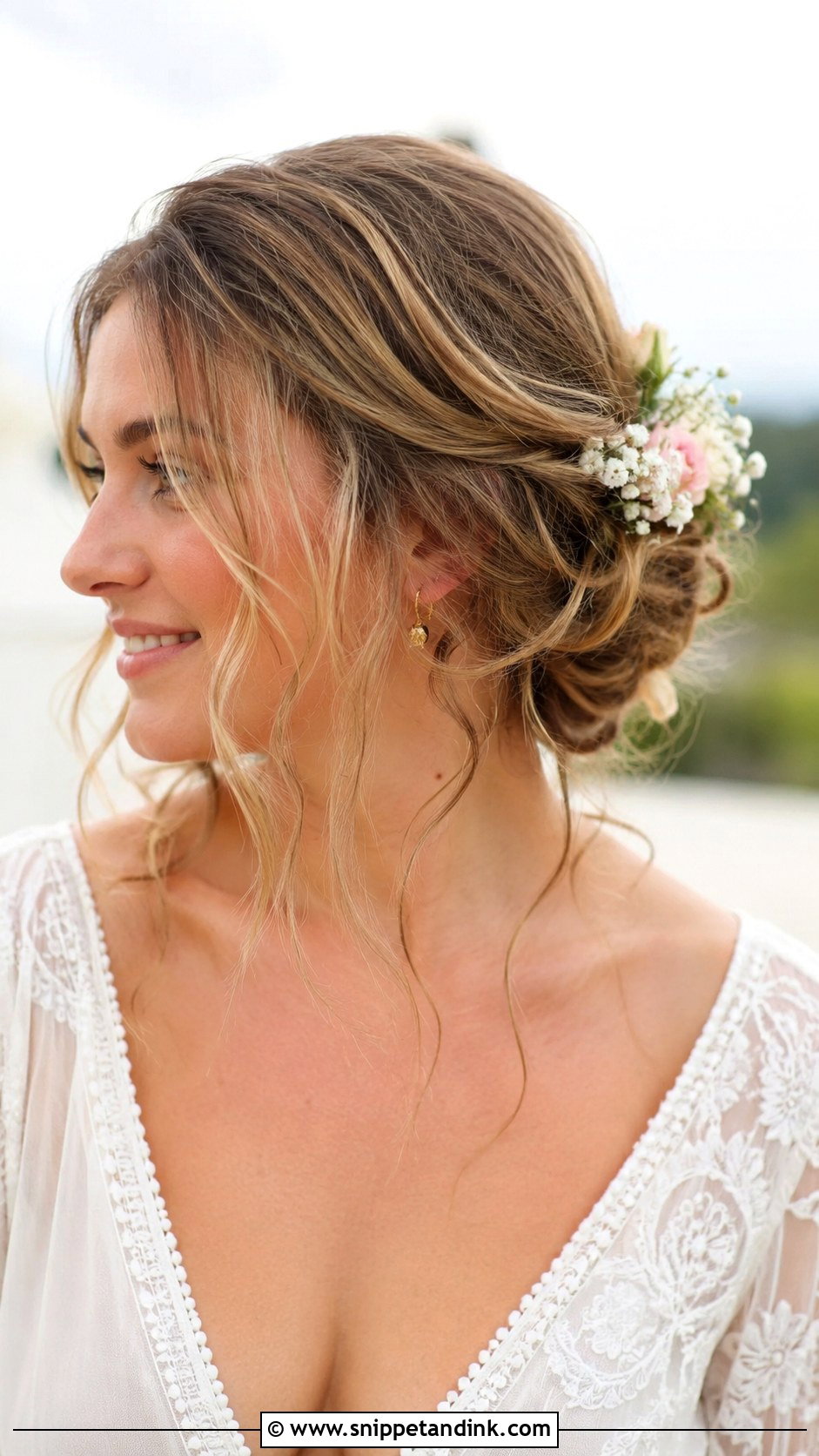 Messy Bun With Loose Tendrils - Snippet and Ink - 25 Fairy Wedding Hair Ideas
