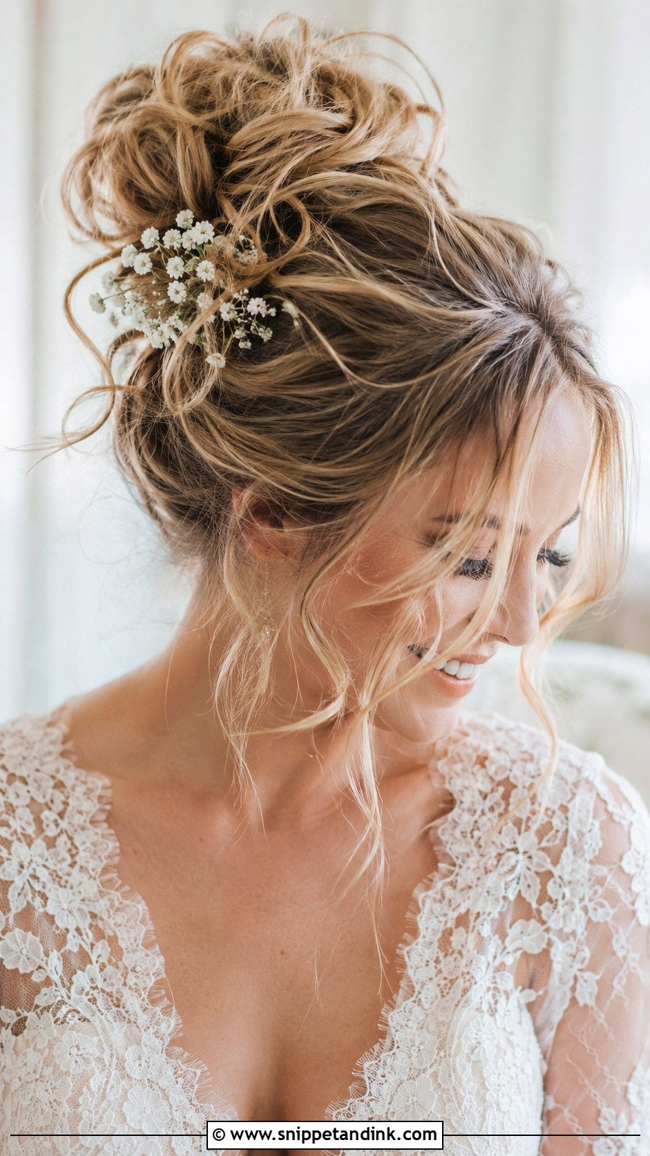 Messy Bun With Loose Tendrils - Snippet and Ink - 25 Simple Bridal Hair Ideas