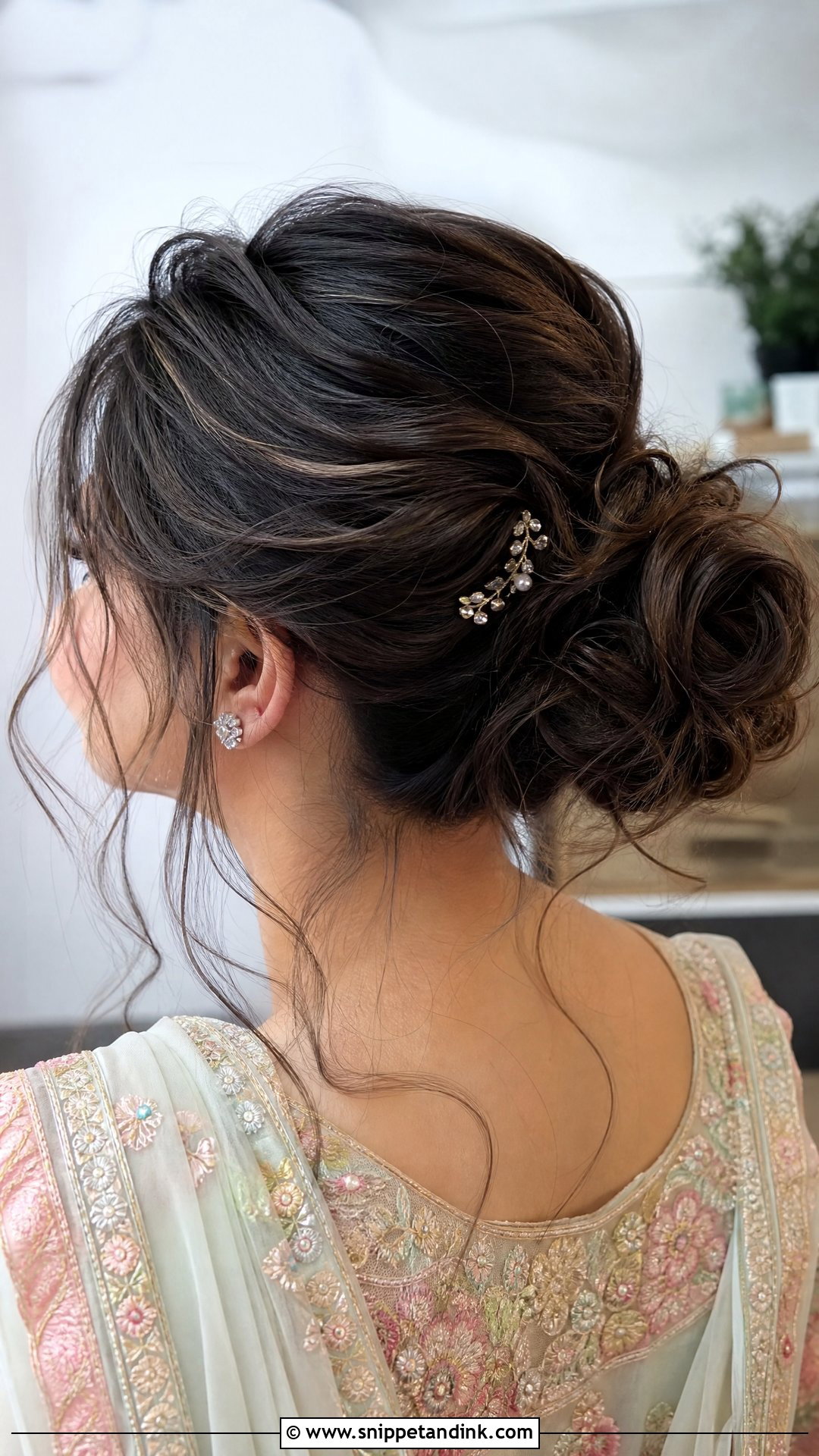 Messy Bun With Loose Tendrils - Snippet and Ink - 30 Engagement Hairstyles Front Look