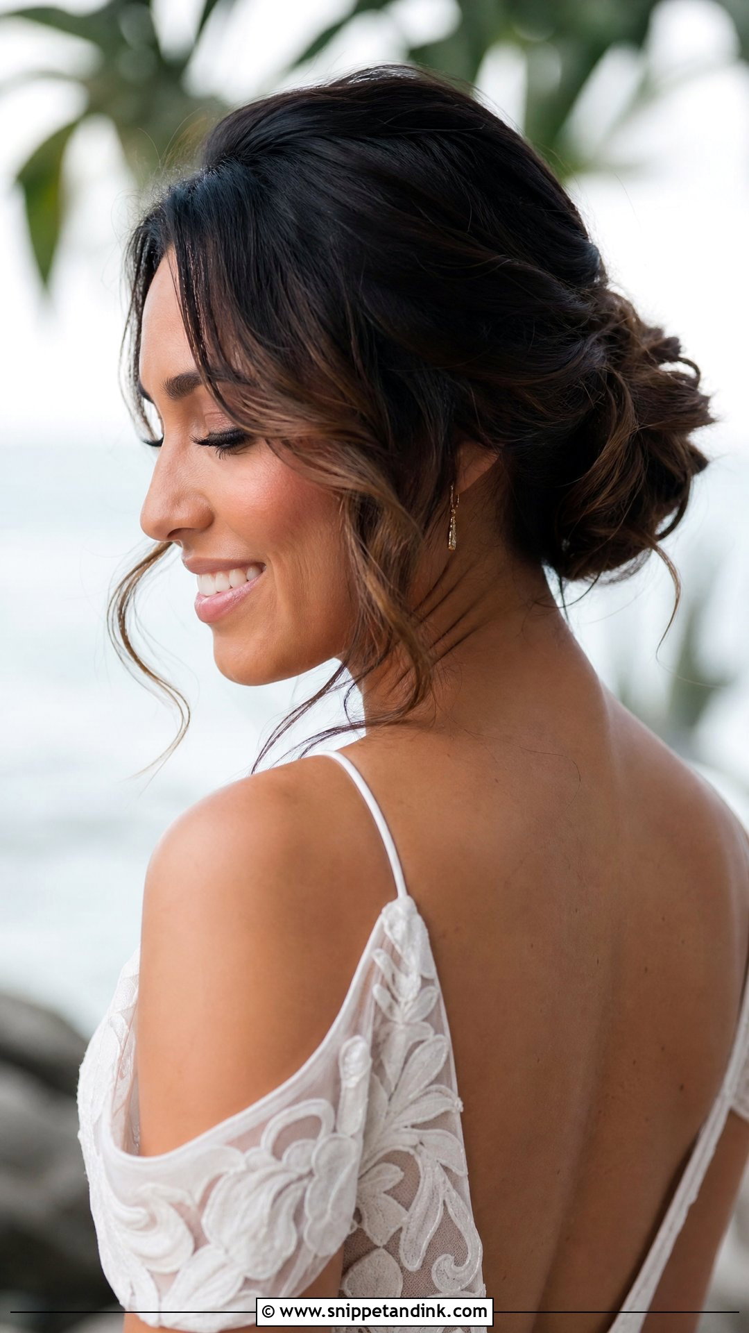 Messy Bun With Loose Waves for Wedding - Snippet and Ink - 20 Messy Hair Bun for Wedding Ideas