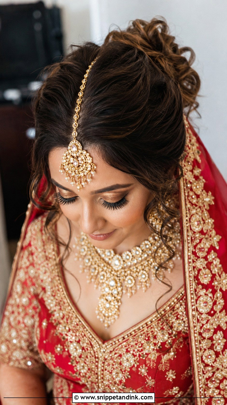 Messy Bun With Maang Tikka - Snippet and Ink - 20 Messy Hairstyles for Indian Wedding