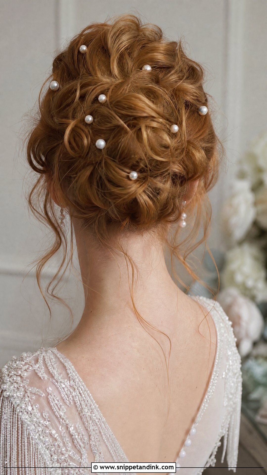 Messy Bun With Pearl Pins - Snippet and Ink - 20 Messy Bun Bridal Hair Ideas