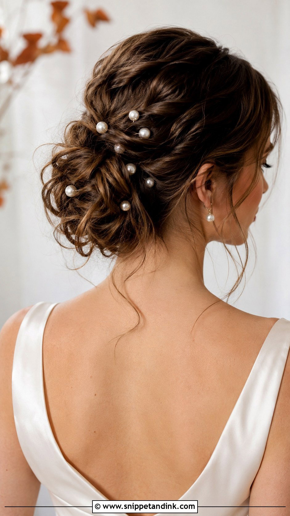 Messy Bun With Pearl Pins - Snippet and Ink - 20 Bridal Messy Bun Hairstyles