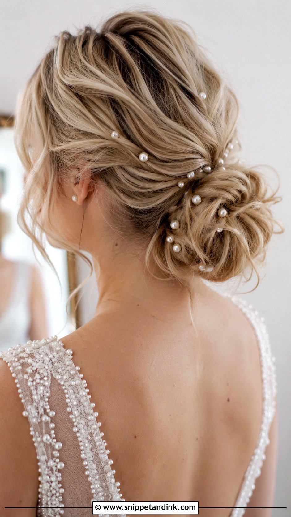 Messy Bun With Pearls - Snippet and Ink - 25 Messy Bun Hairstyles for Wedding