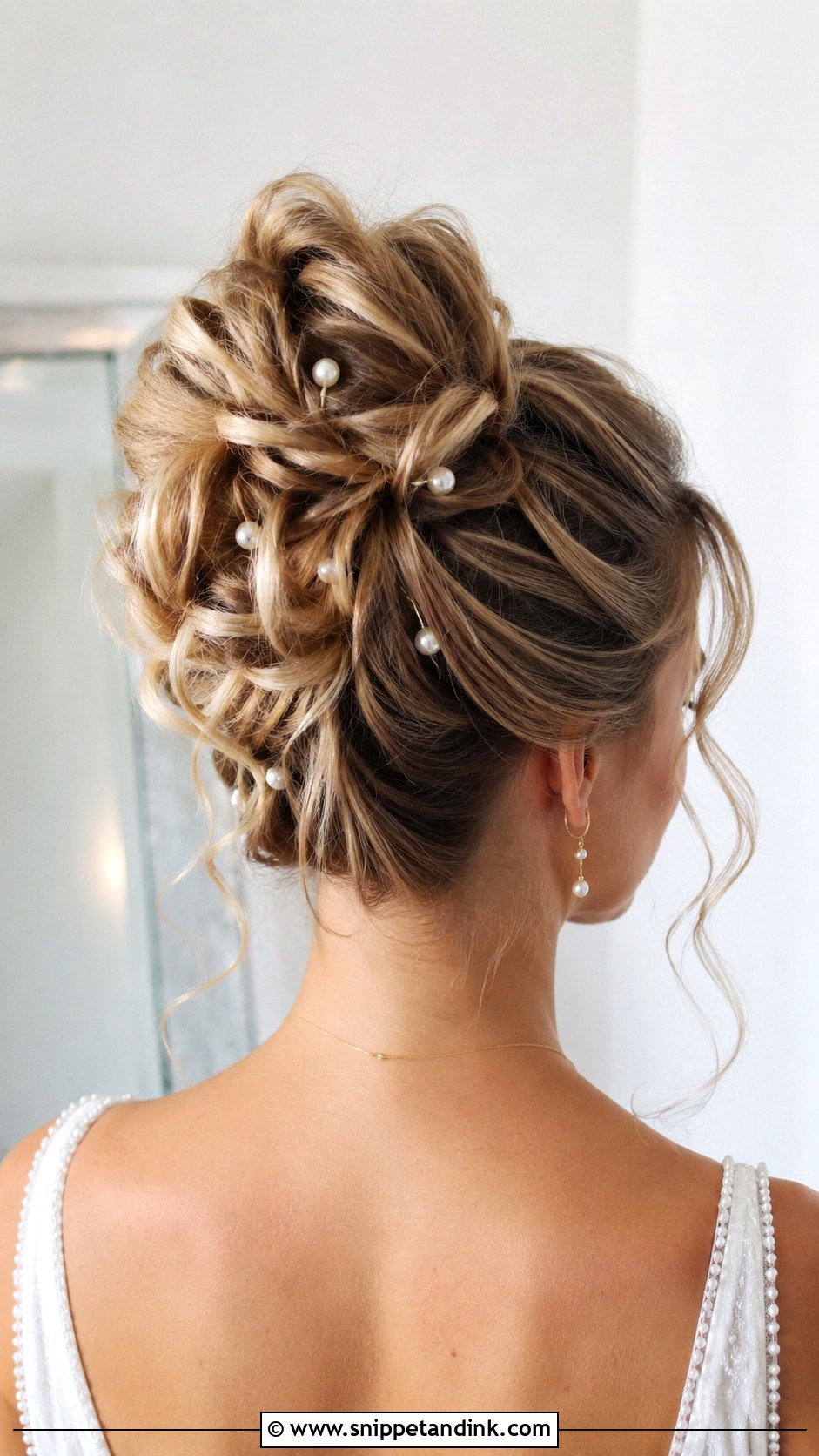 Messy Bun With Pearls - Snippet and Ink - 20 Messi Bun Hairstyles for Wedding