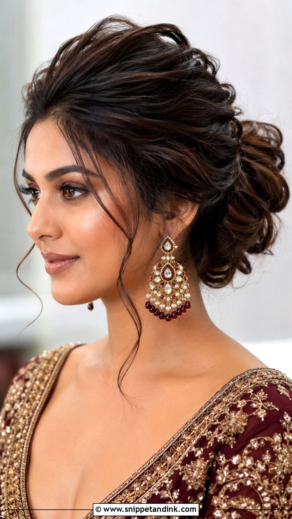 Messy Bun With Puff - Snippet and Ink - 25 Indian Messy Bun Hairstyles for Wedding
