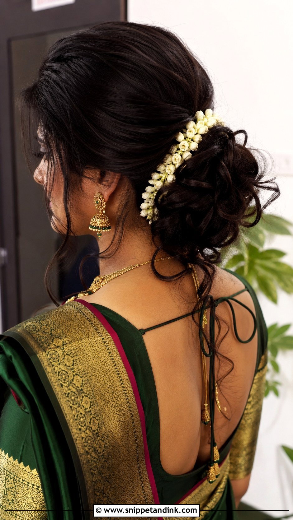 Messy Bun With Saree - Snippet and Ink - 25 Indian Messy Bun Hairstyles for Wedding