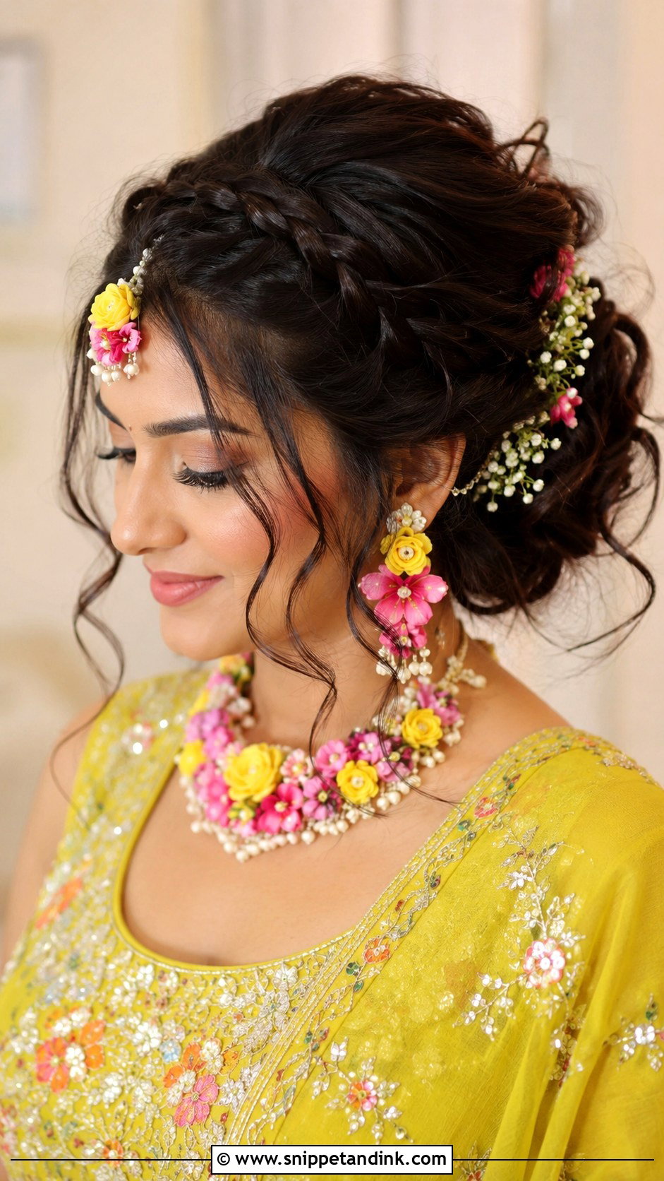 Messy Bun With Side Braid - Snippet and Ink - 30 Indian Bridal Hairstyles