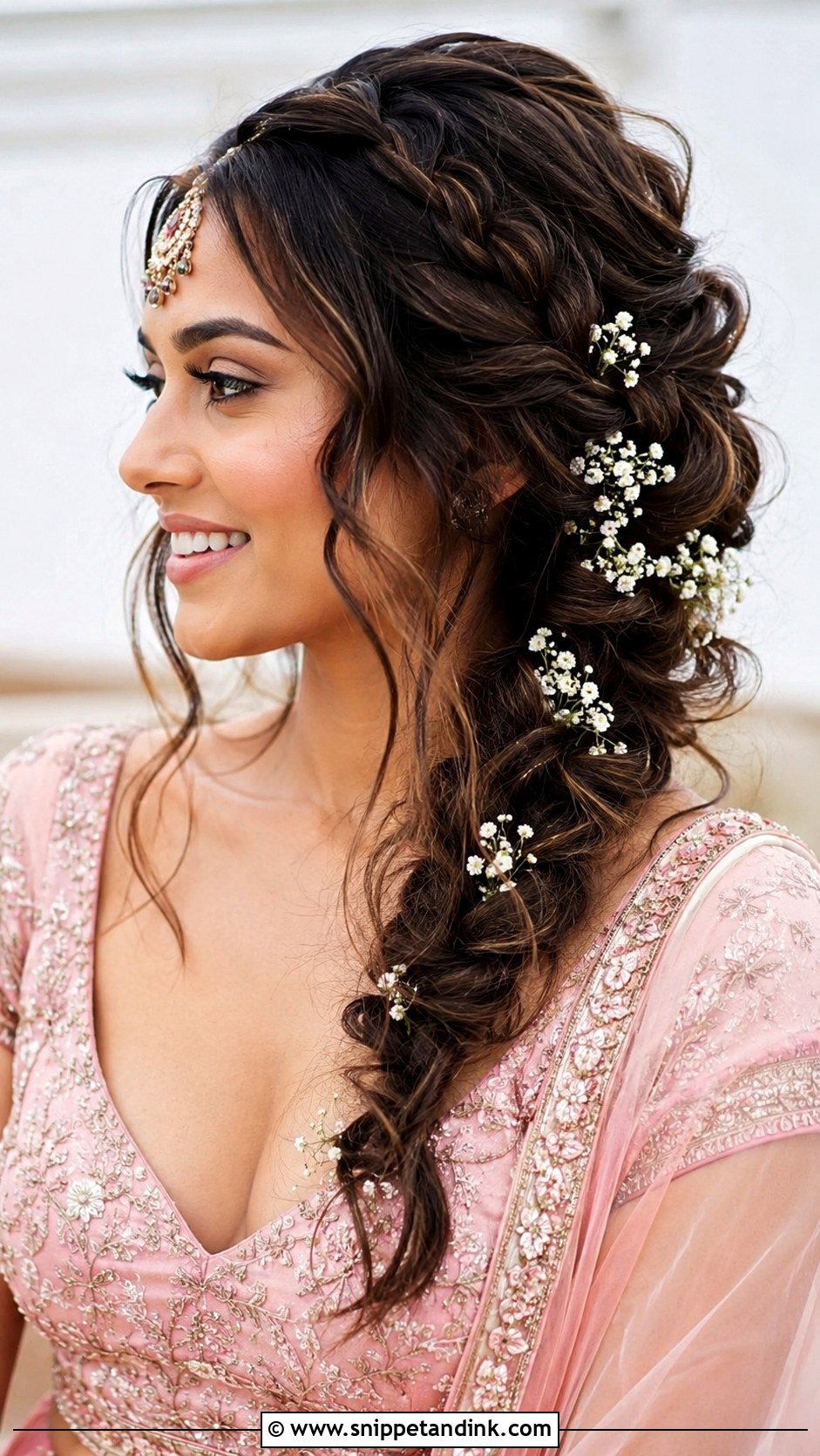 Messy Bun With Side Braid - Snippet and Ink - 20 Indian Bridal Hairstyle Ideas