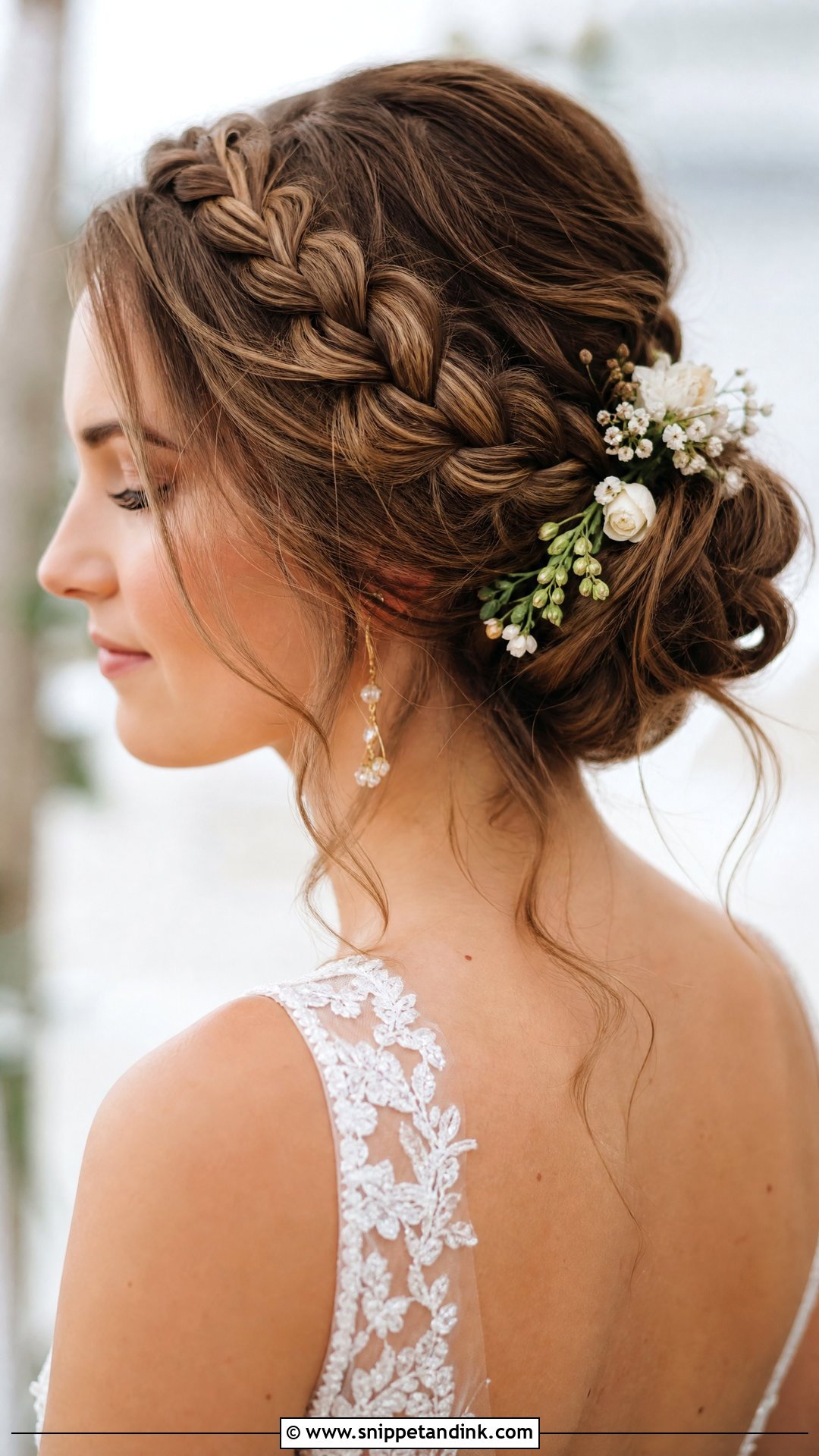 Messy Bun With Side Braid - Snippet and Ink - 20 Messy Bridal Bun Ideas