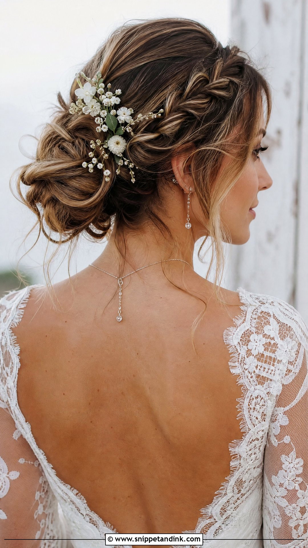 Messy Bun With Side Braid - Snippet and Ink - 20 Messy Bun Bridal Hair Ideas