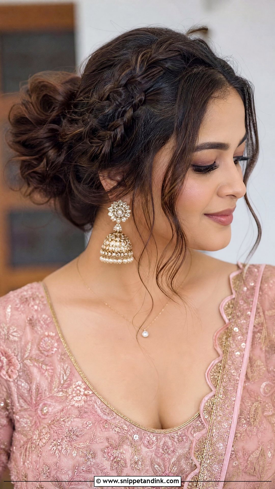 Messy Bun With Side Braids - Snippet and Ink - 25 Indian Wedding Hairstyle Ideas