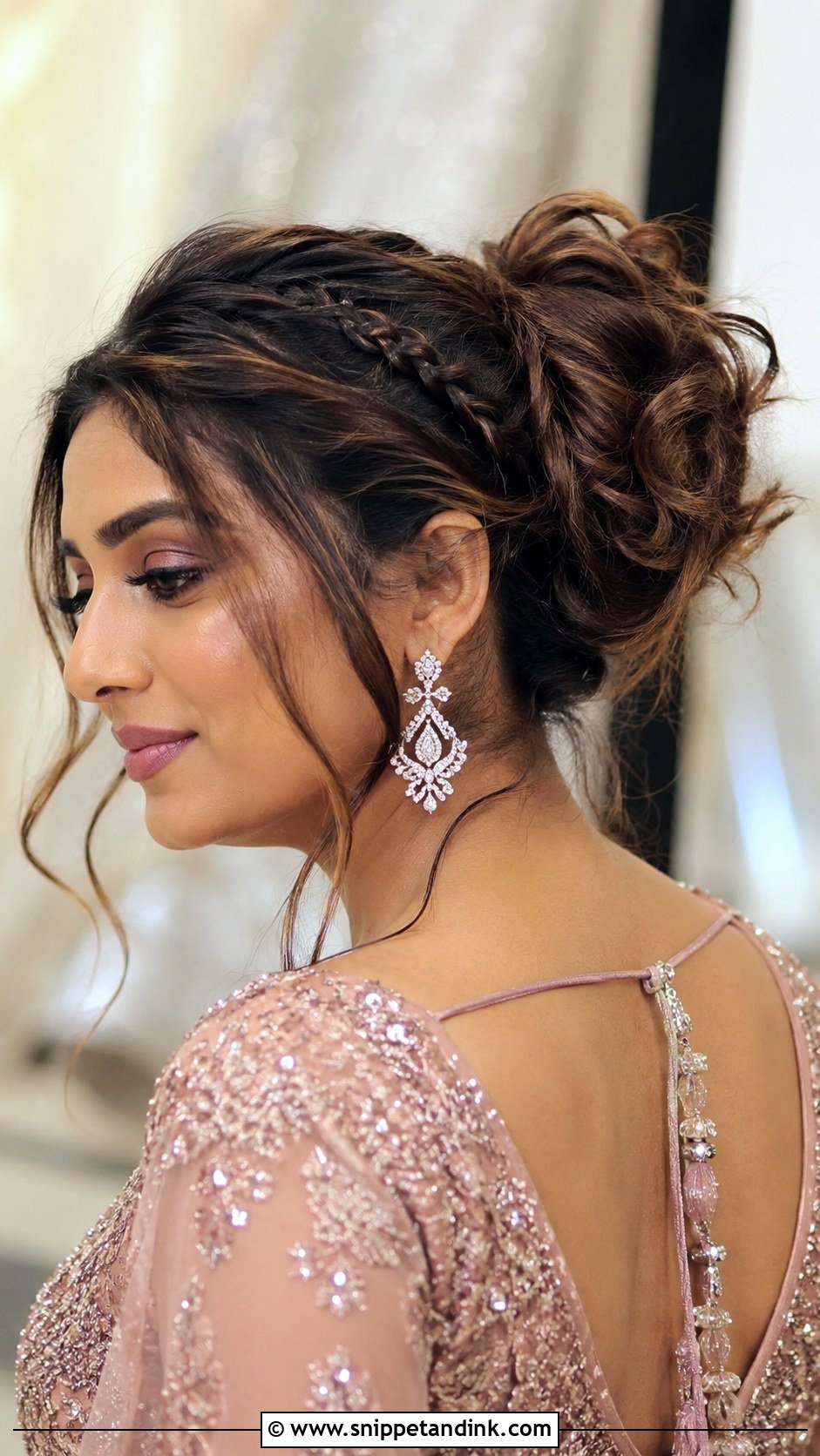 Messy Bun With Side Braids - Snippet and Ink - 20 Indian Hairstyles for Marriage Function