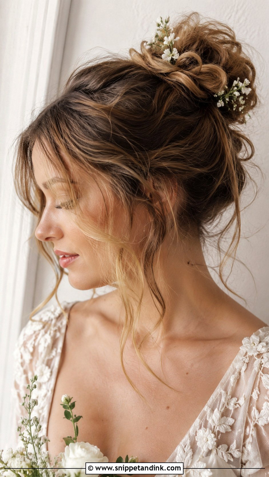 Messy Bun With Soft Pieces - Snippet and Ink - 25 Elegant Wedding Hair Ideas