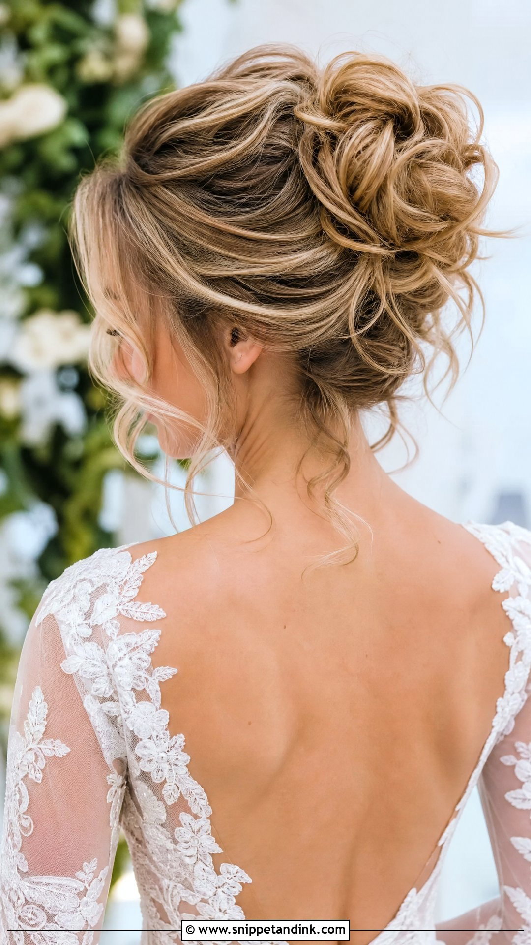 Messy Bun With Tendrils - Snippet and Ink - 20 Messy Bun Bridal Hair Ideas