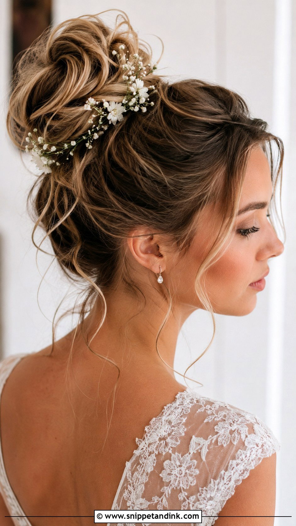 Messy Bun With Tendrils - Snippet and Ink - 20 Wedding Hairstyles for Women