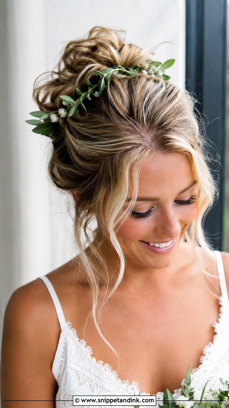 Messy Bun With Tendrils for Fine Hair - Snippet and Ink - 20 Wedding Hair for Fine Hair Ideas