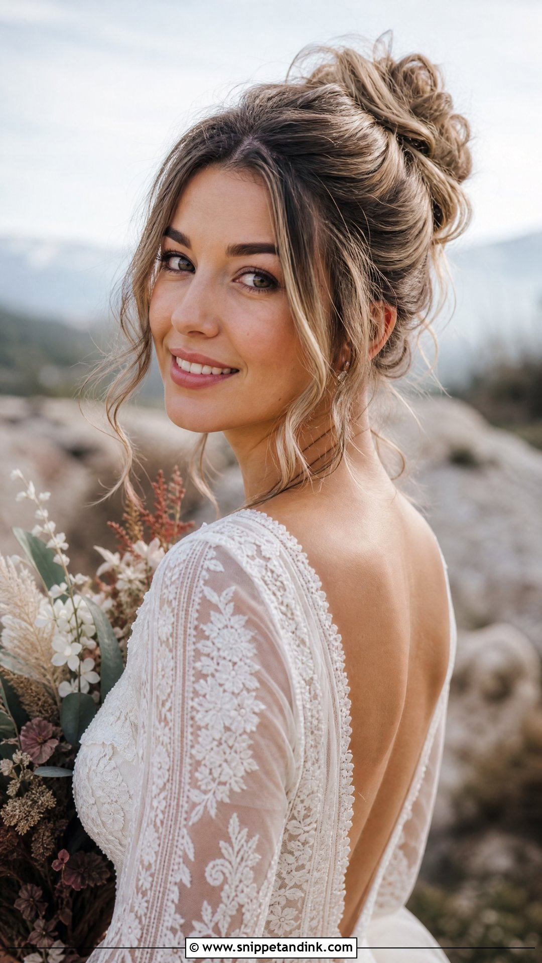 Messy Bun With Tendrils - Snippet and Ink - 20 Bridal Hairstyles Tutorial