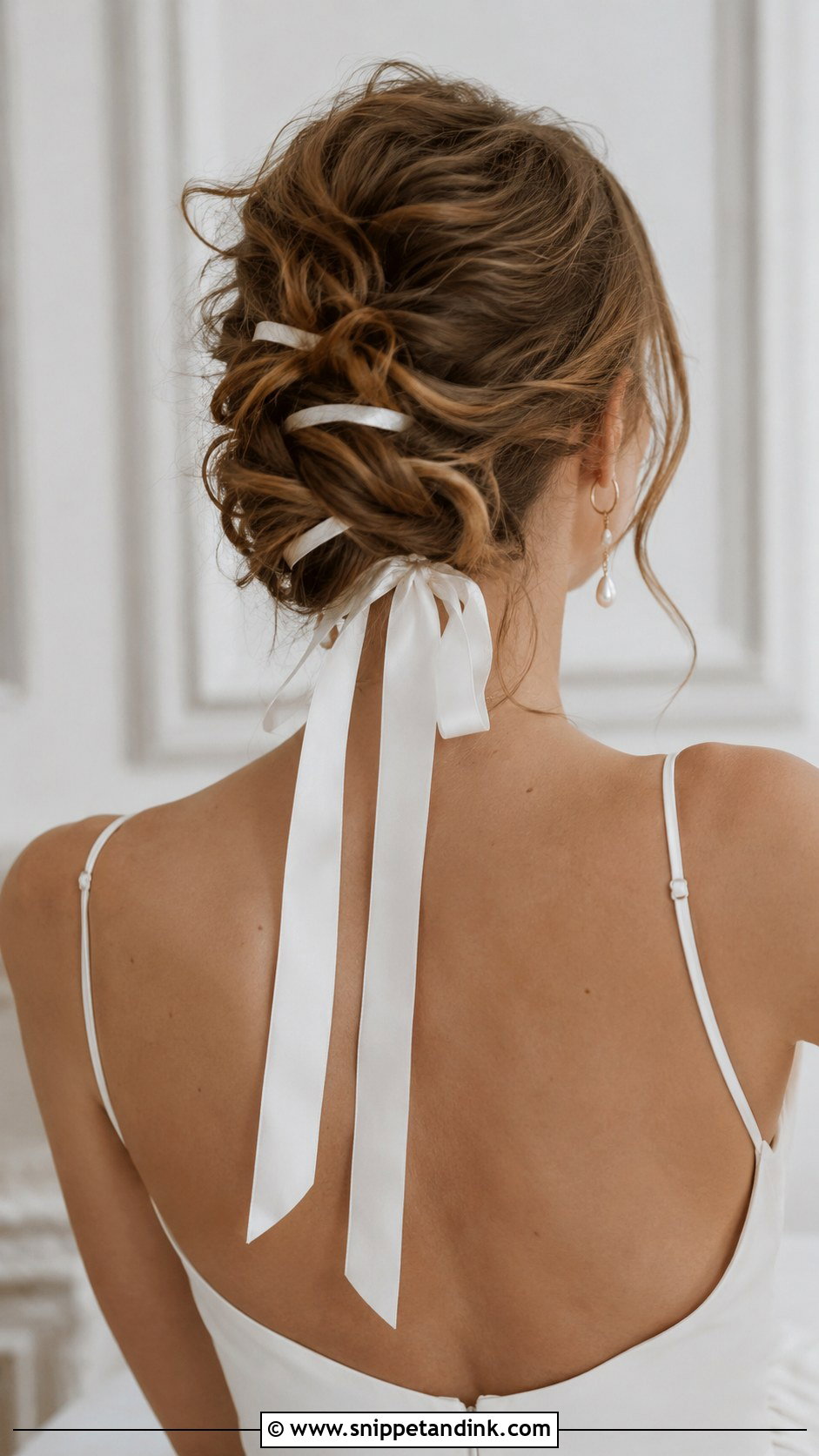 Messy Bun With Trailing Ribbon - Snippet and Ink - 25 Messy Bride Hairstyles