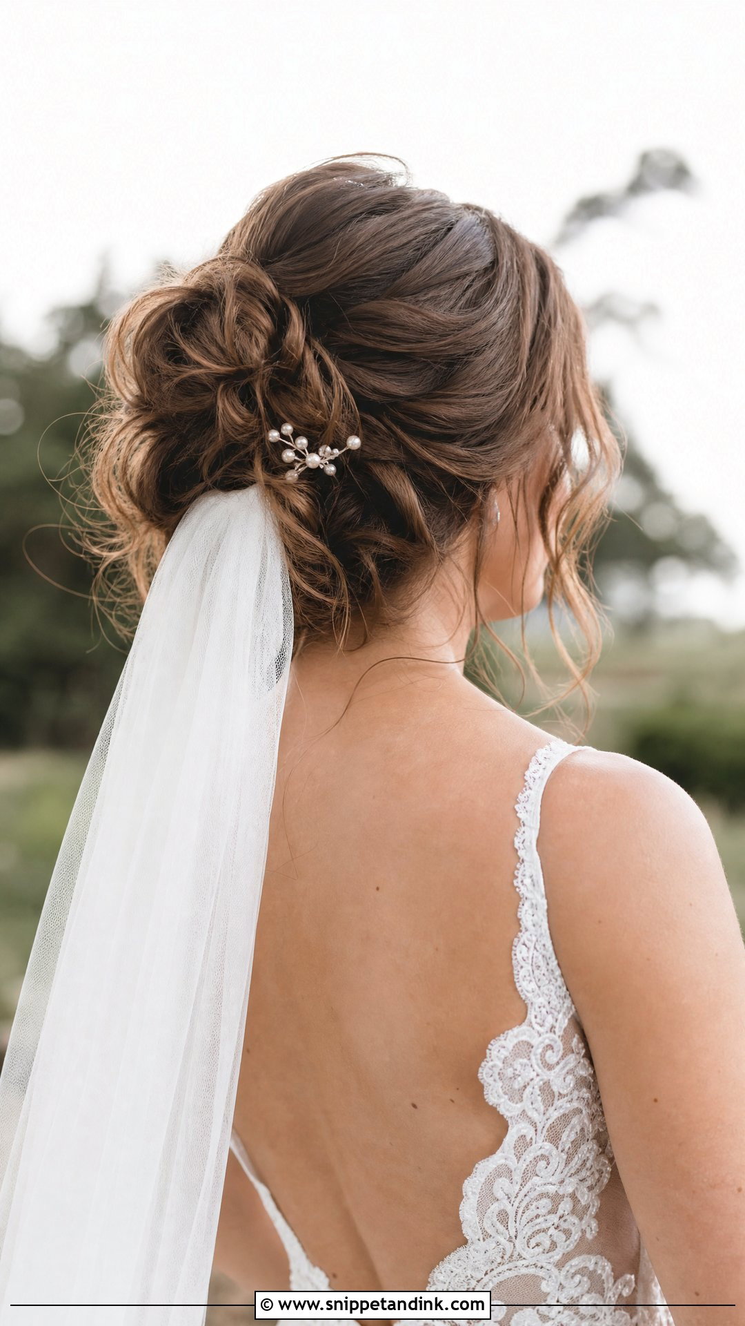 Messy Bun With Veil - Snippet and Ink - 20 Hair with Veil Ideas