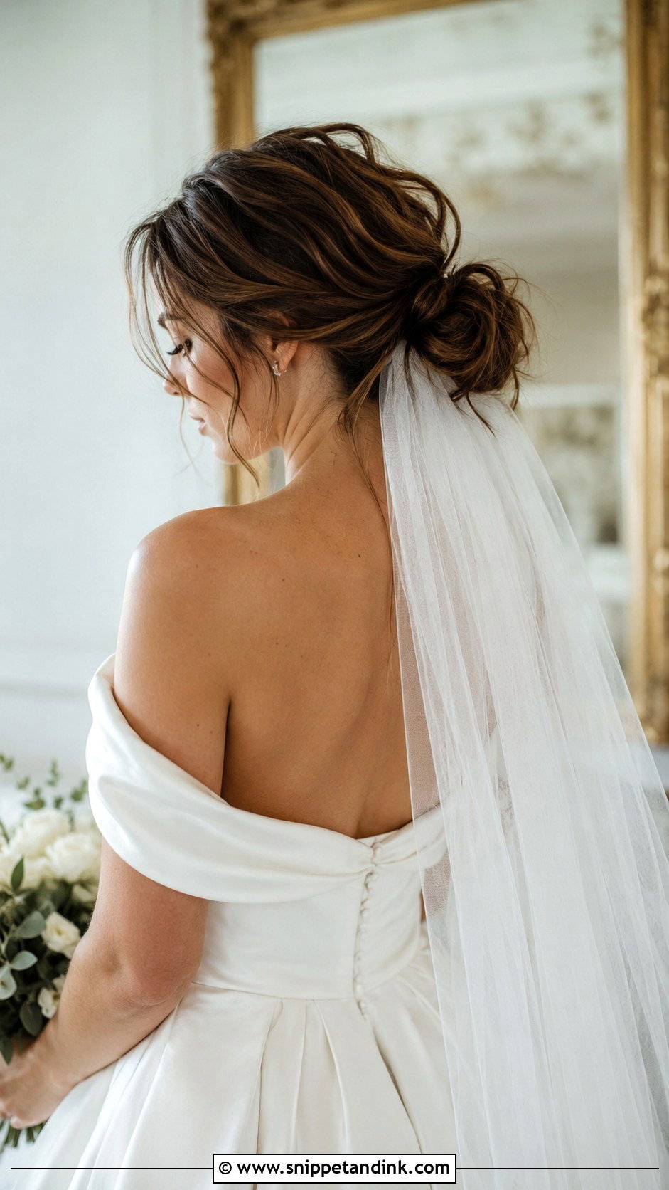 Messy Bun With Veil - Snippet and Ink - 25 Messy Bun for Wedding Ideas