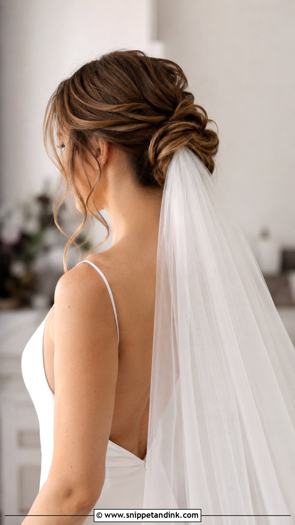 Messy Bun With Veil - Snippet and Ink - 20 Messi Bun Hairstyles for Wedding