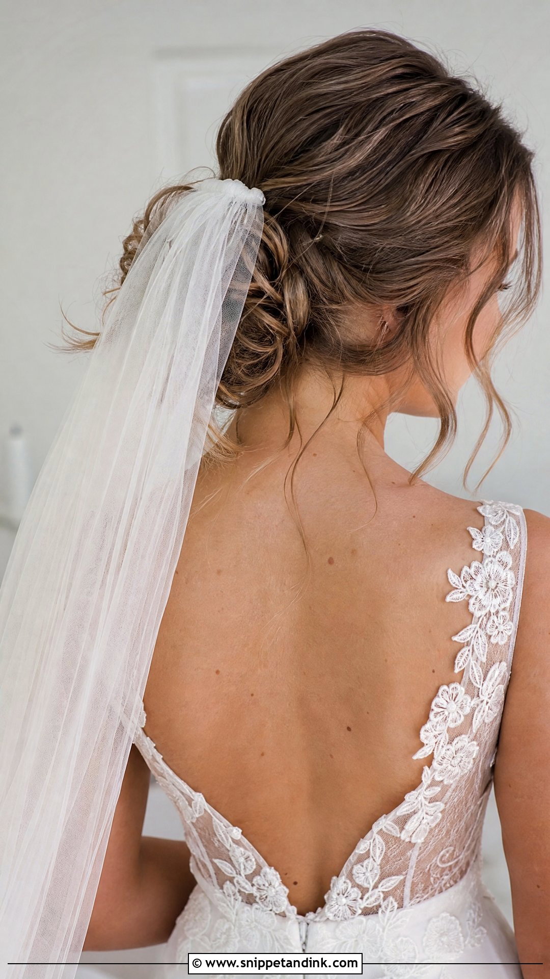 Messy Bun With Veil - Snippet and Ink - 20 Messy Bun Bridal Hair Ideas