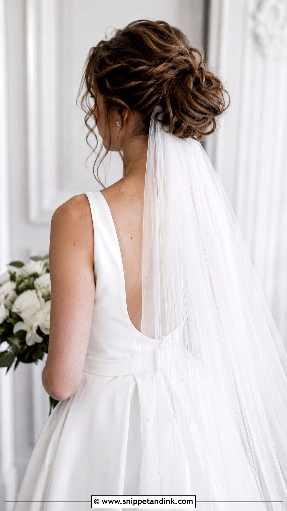 Messy Bun With Veil - Snippet and Ink - 20 Messy Bun Wedding Hairstyles