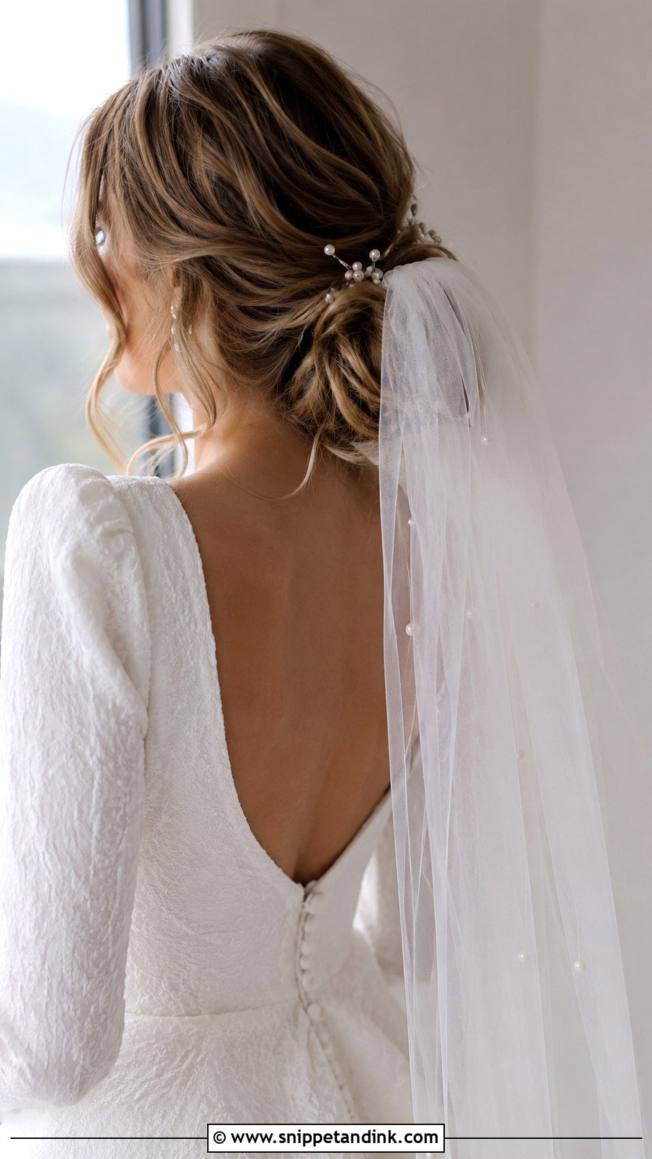 Messy Bun With Veil - Snippet and Ink - 20 Messy Wedding Hair Updo Ideas