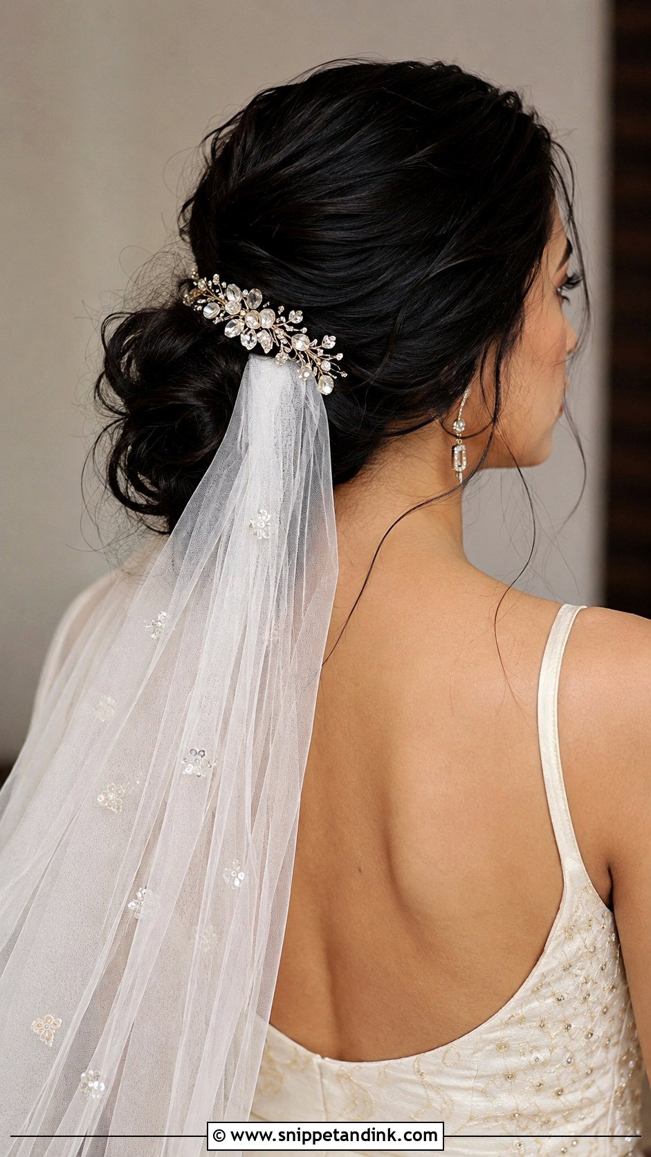 Messy Bun With Veil - Snippet and Ink - 25 Indian Messy Bun Hairstyles for Wedding